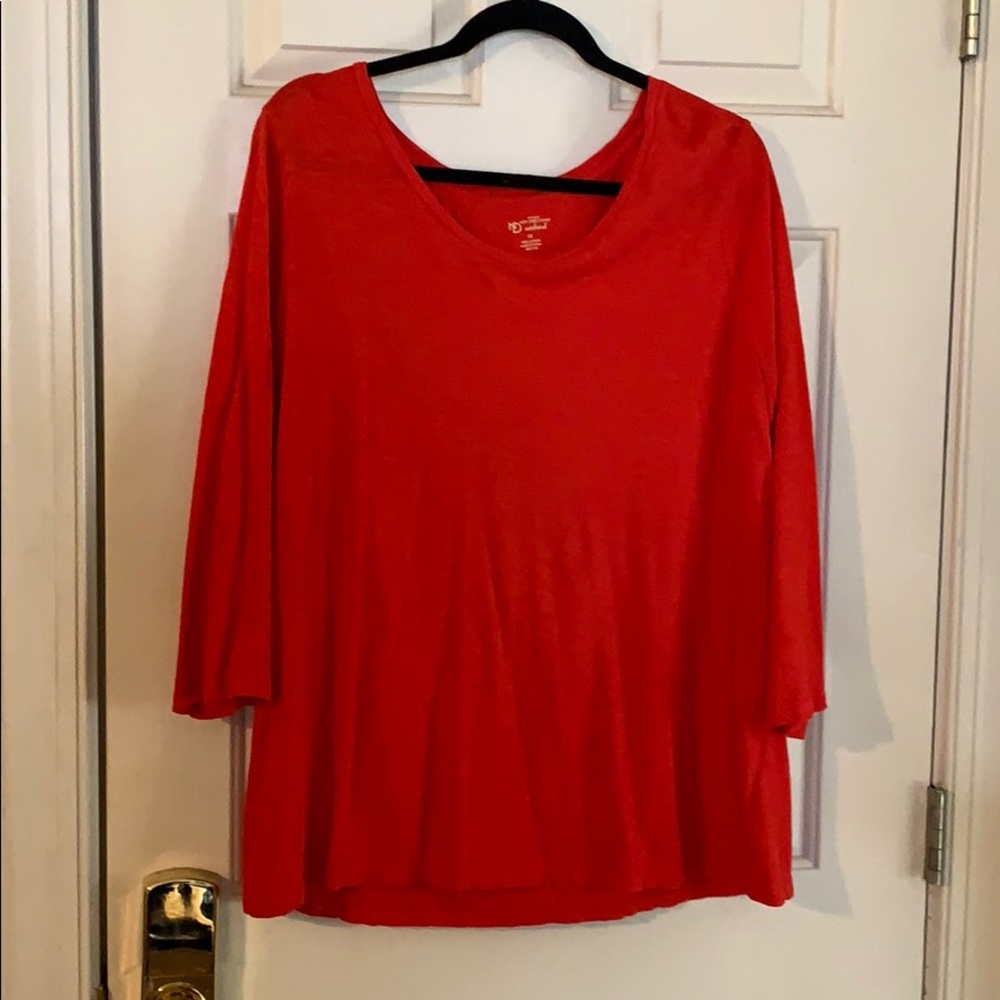 New Directions Cotton 3/4 Sleeve Top - Salmon